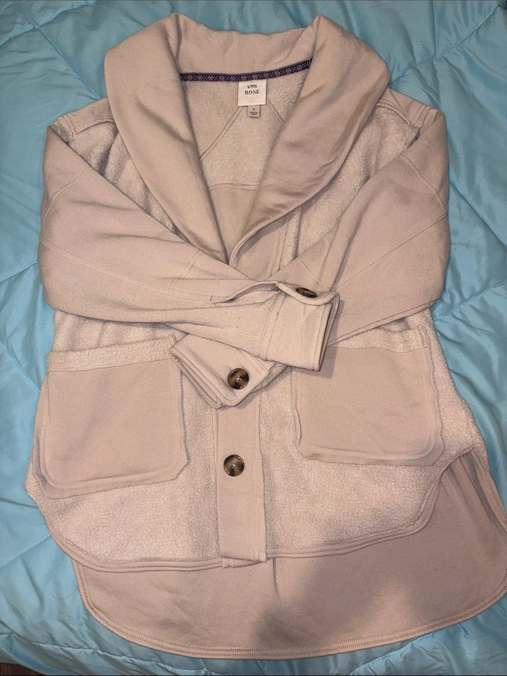 Knox rose Plush-Lined Shawl Collar Jacket in Light Blush